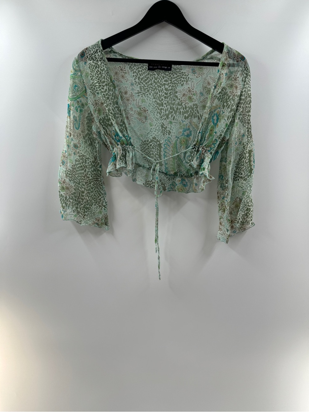 New York City Design Co Sheer Floral Tie Front Cover Up – Women’s Small